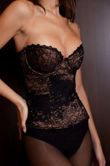 Black Floral Lace Corset Top