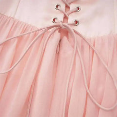 Pink Spaghetti Strap Corset Lace-up Maxi Dress