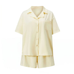 Short-Sleeve Button-Down Shirt With Shorts Pajama Set