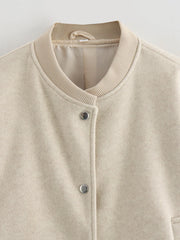 Stand Collar Snap Button Bomber Jacket