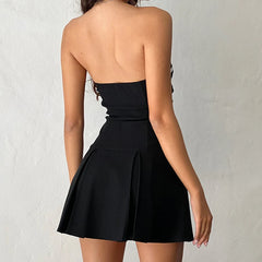 Black Tube Strappy Bow Design Mini Dress - Free From Label