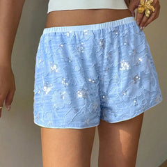 Sequin Elastic Waist Mini Shorts