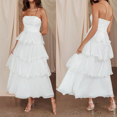 Ruffled Tube Tiered Cake Long Dress