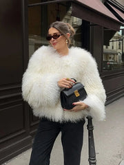 Fringe Fluffy Faux Fur Jacket