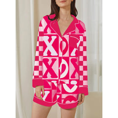 Letter Plaid Print Pajama Loungewear Set