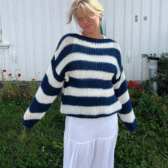 Knit Striped Off-shoulder Sweater