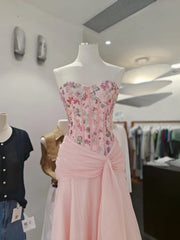 Floral Sequin Corset Waist Draped Midi Dress