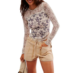 Floral Print Sheer Long Sleeve Top