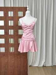 Satin Spaghetti Strap Waist Snitched Mini Dress