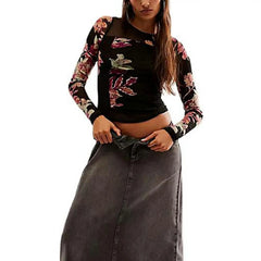 Floral Print Sheer Long Sleeve Top