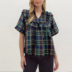 Gingham Babydoll Blouse