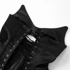 Black Satin Cut-Out Pointed Corset Top