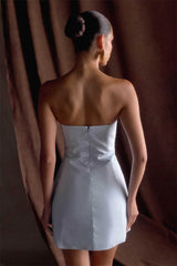 Satin Strapless Drape Mini Dress