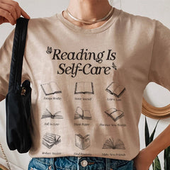 Reading Is Self-Care Bookworm Graphic Book Lover Tees