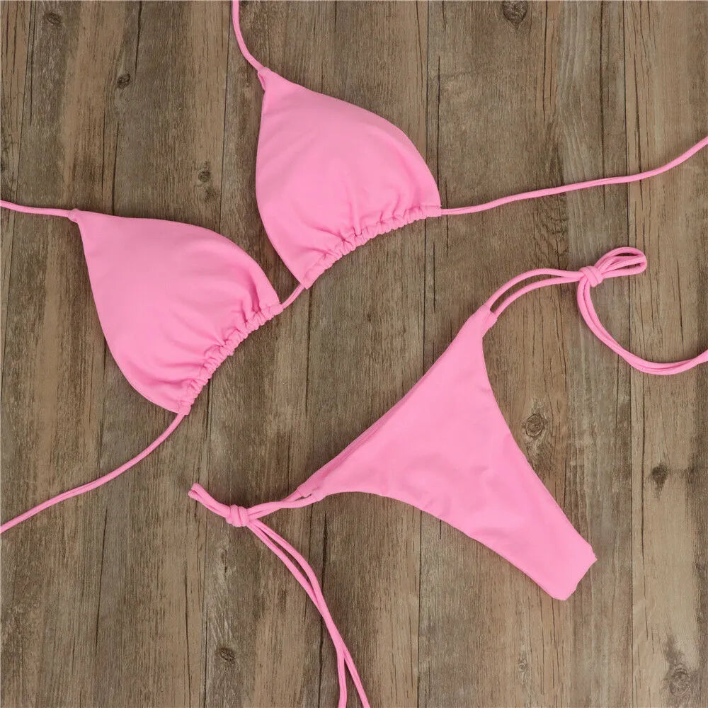 Tie-up  G-String Thong Bikini Set