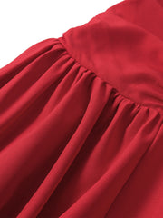 Strapless Solid Flare Red Midi Dress