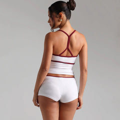 Colour Block Ribbed Cami Top And Shorts Set