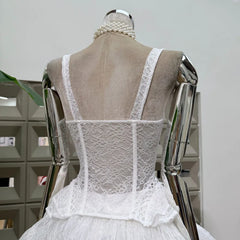 Lace Tie Fishbone Corset Top And Tulle Mini Skirt Set