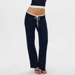 Knitted Wide Legs High Waist Straight-leg Trousers