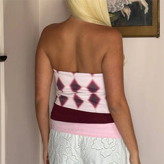 Argyle Print Tube Top