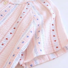 Cotton Pink Shorts Sleeve Heart Printed Top with Shorts Pajama Set