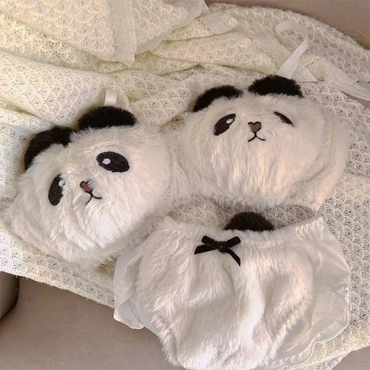 Plush Panda Bralette and Panties Set
