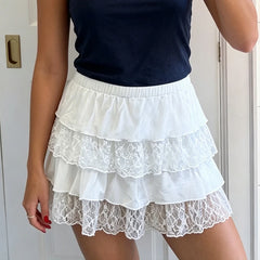 Lace Tiered Mini Skirt