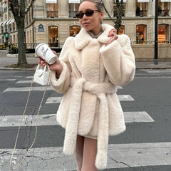Belt Faux Fur Coat