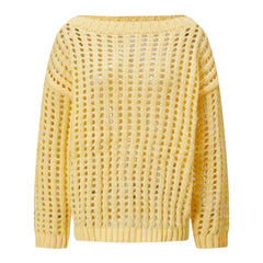Off Shoulder Crochet Hollow Out Sweater