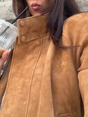 Khaki Drawstring Hem Jacket