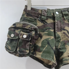 Camo Low Waist 3D Pocket Shorts