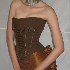 Brown Corset Lace Up Top