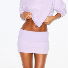 Riibed Fold Over Low Rise Mini Skirt