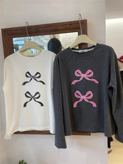 Long Sleeve Bow Sweatshirt Top - Free From Label