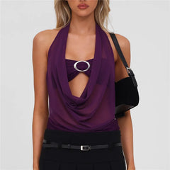 Cowl Halter Neck Bandeau Cut Out Top