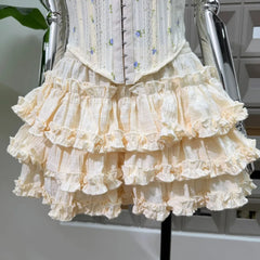 Floral Corset Hook Strappy Top And Frill Mini Skirt Set