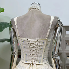 Floral Corset Hook Strappy Top And Frill Mini Skirt Set
