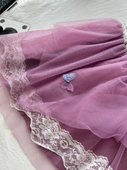 Purple Lace-Up Corset Tulle Mini Dress