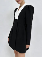 Lapel Long Sleeve Button Blazer Mini Dress