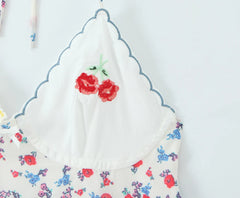 Floral Print Halter V-neck Sling Mini Dress