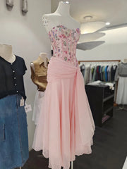 Floral Sequin Corset Waist Draped Midi Dress