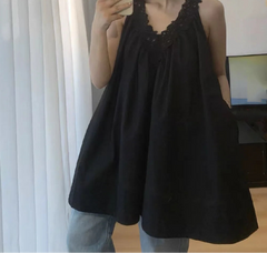 Lace V-neck Strap Tank A lined Mini Dress