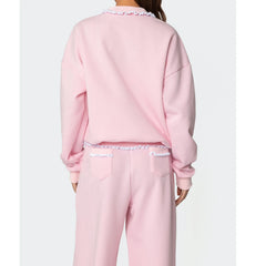 Ruffle Trim Sweatshirt And Tracksuit Set