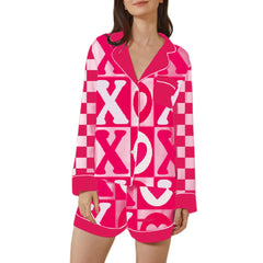 Letter Plaid Print Pajama Loungewear Set