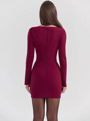 Long Sleeve Hook Bodycon Mini Dress