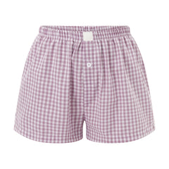 Elastic Waist Striped Plaid Print Shorts