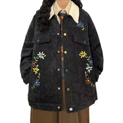 Flower Embroidery Collar Jacket
