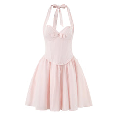 Tie Up Wire Corset Mesh Mini Dress