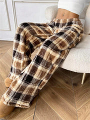 Plaid Printed Fleece-Lined Sweatpants