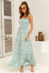 Flowers Print Off Shoulder Long Dress
